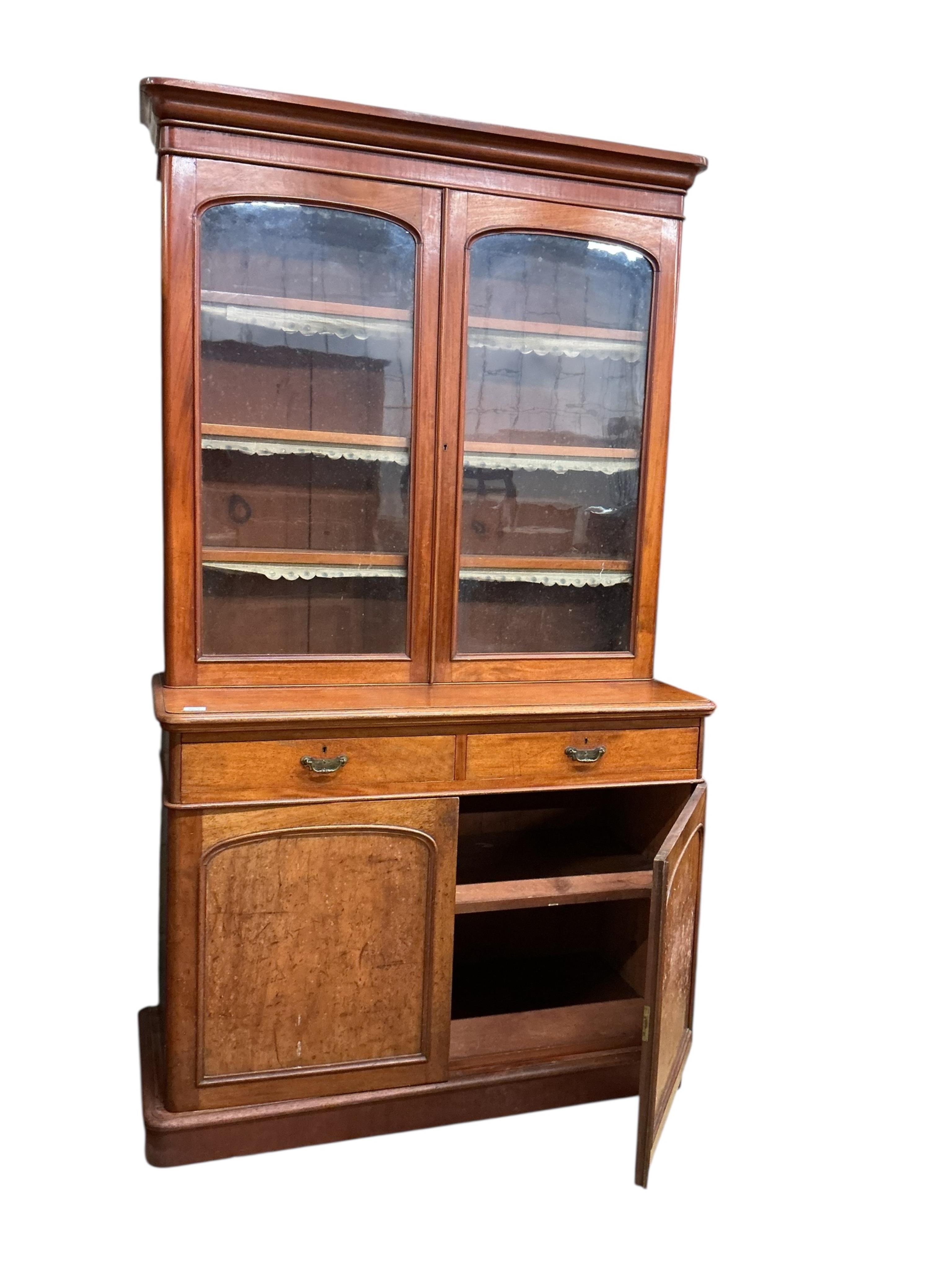A Victorian mahogany library bookcase, width 121cm, depth 50cm, height 213cm